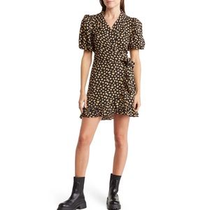 We Wore What Floral Puff Sleeve Wrap Dress Ditsy Daisies